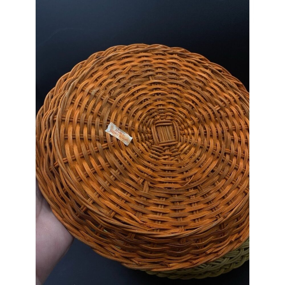 Woven Wicker Paper Plate Holders 9.5” Round Set of 6 Multicolored Hong Kong - Picture 2 of 7